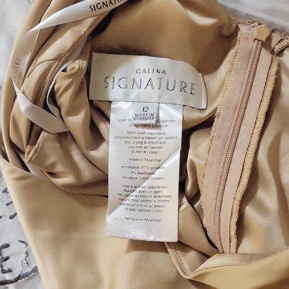 Signature Gold Ruched One Shoulder Gown - Picture 5 of 5